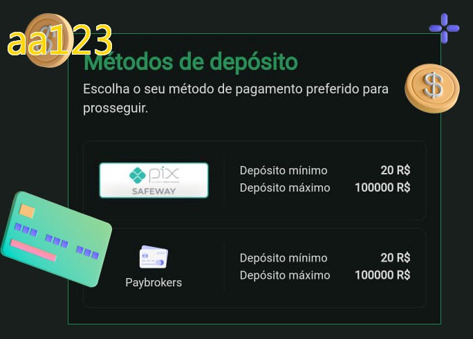 O cassino aa123bet oferece uma grande variedade de métodos de pagamento